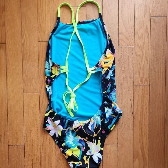 Speedo Yellow and Black One Piece Swimsuit - Picture 3 of 4